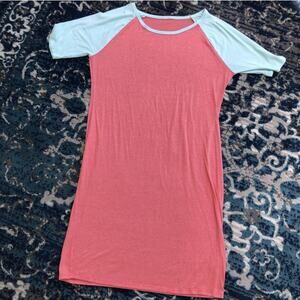 LuLaRoe Julia Dress Heathered Salmon/Sea Green Size XL